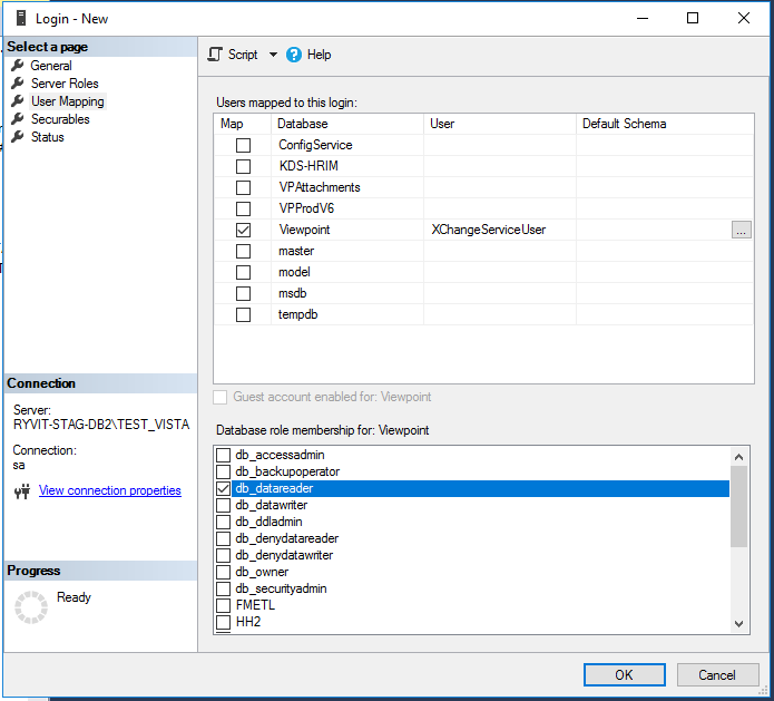 How to Setup Your Viewpoint Vista SQL User for the XChange Agent